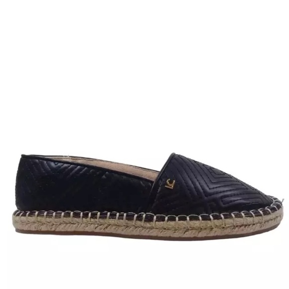 - Liz Claiborne  Marta Stylish black quilted leather espadrille flats. Size 9 - Picture 1 of 12